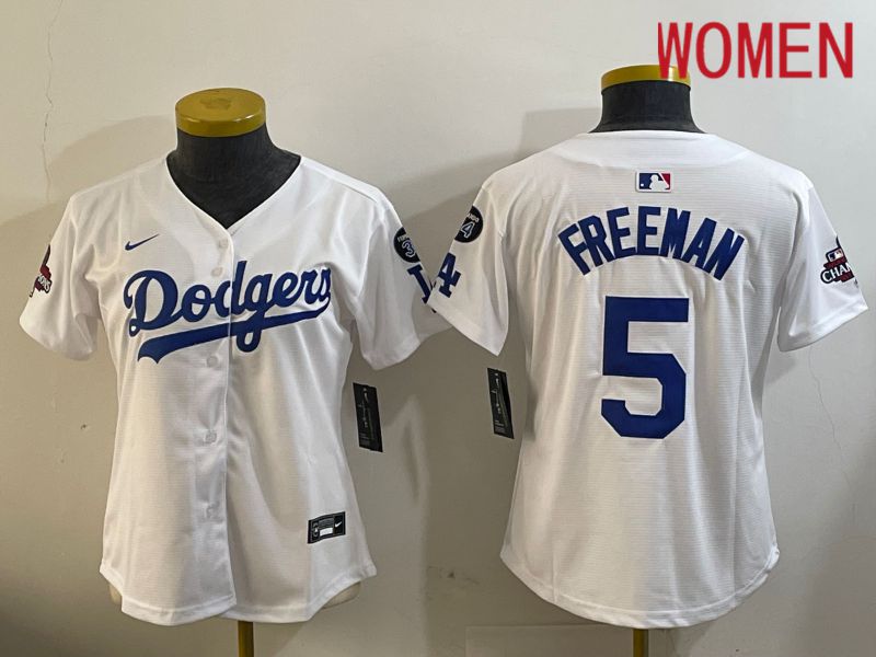 Women Los Angeles Dodgers 5 Freeman White Game 2024 Nike MLB Jersey style 12093